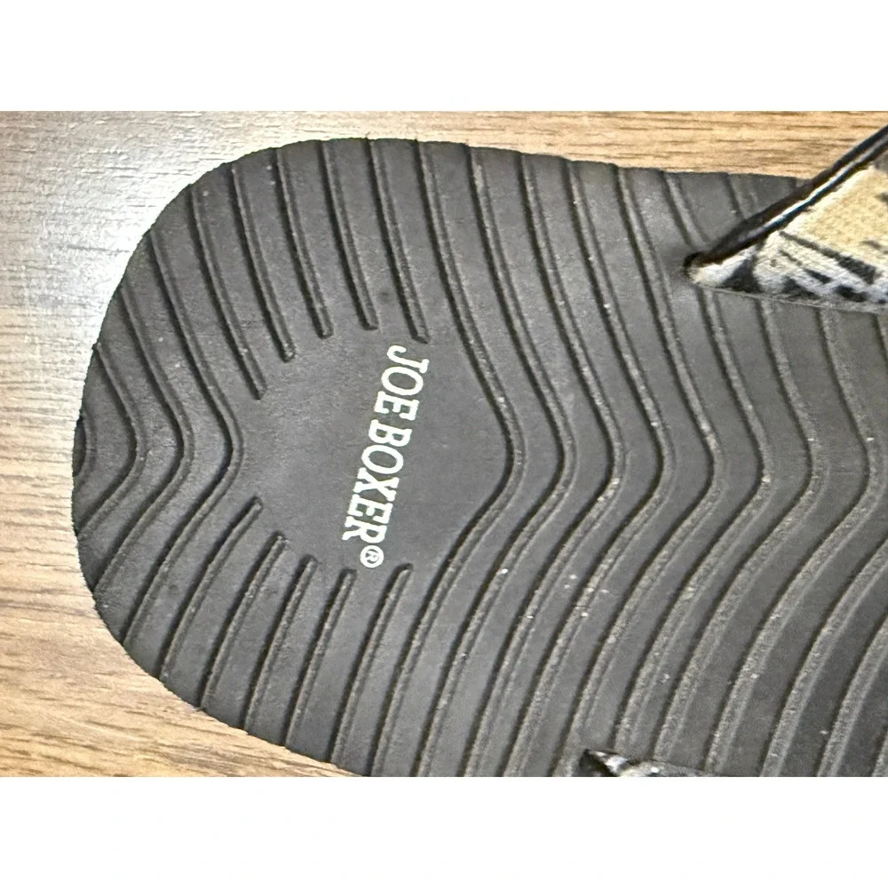 Joe Boxer Flip Flops Men 10 Black Adult Sorley Palm Leaf Thong Sandals Excellent